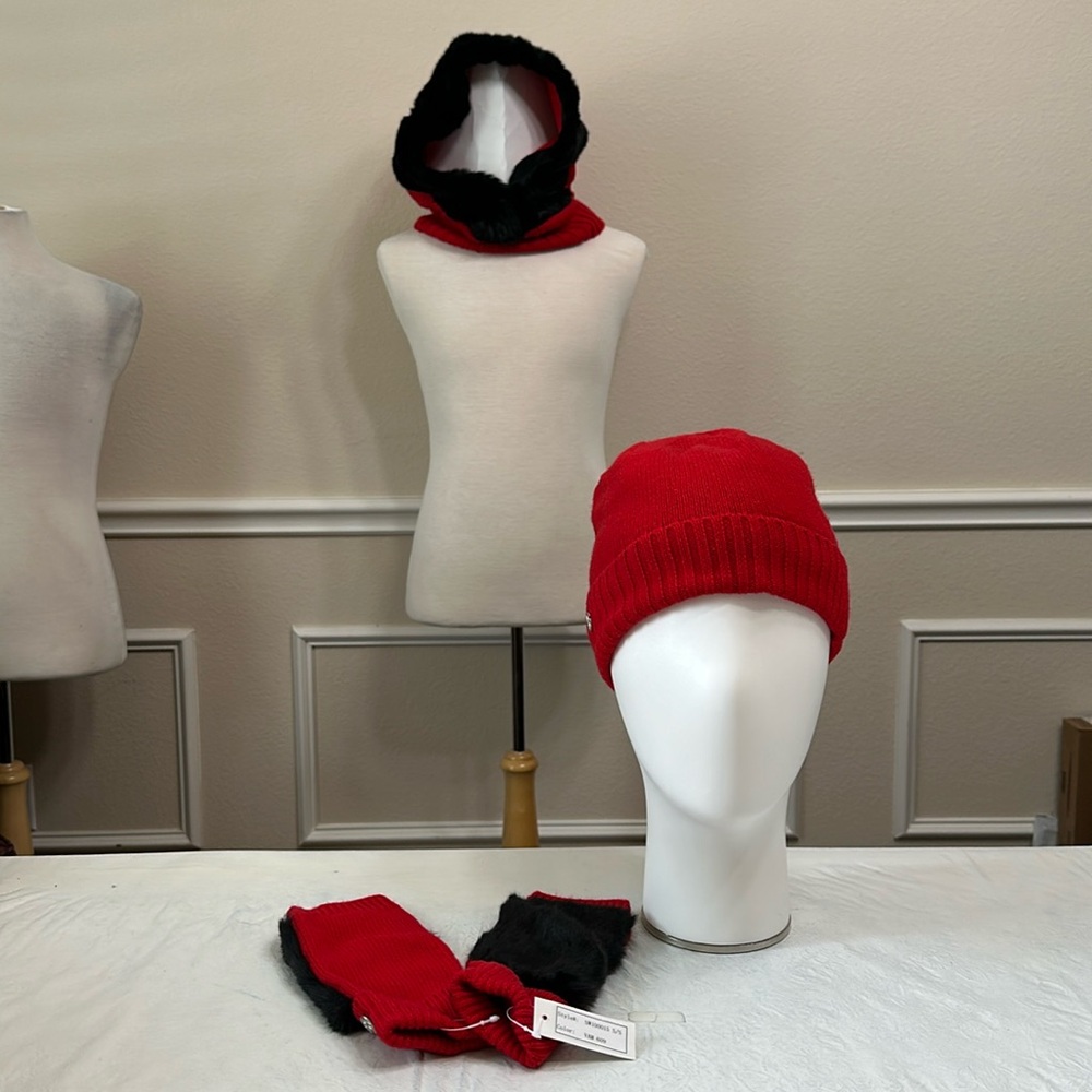 Spyder BEANIE, GLOVE, HOODED SCARF - Red